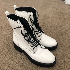 White combat boots